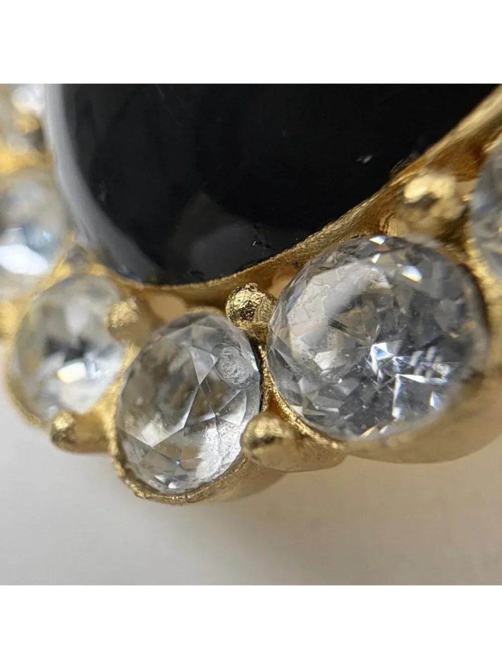 Dior Earrings Heart Motif Rhinestone Gold Black